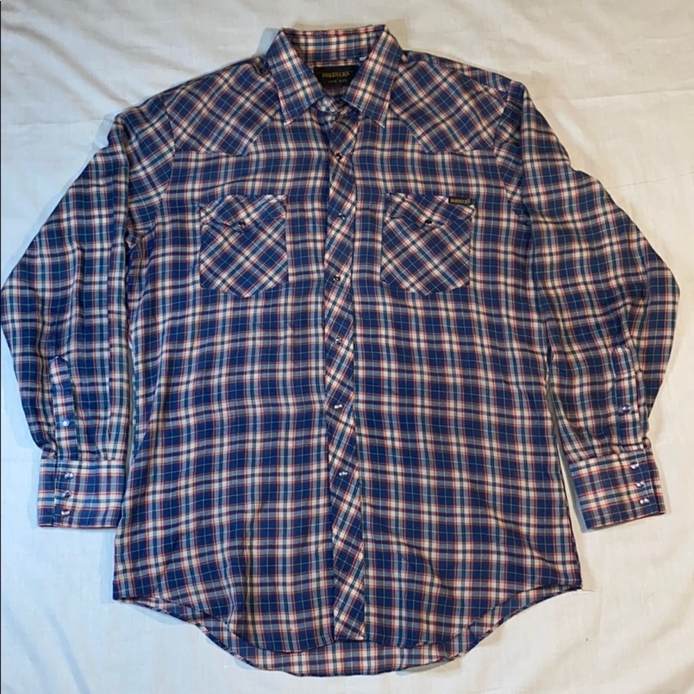 Vintage Men’s Roebucks Plaid Pearl Snap Button Up